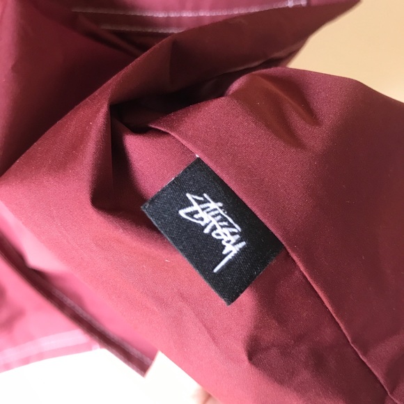 Stussy zip long coat men’s small maroon red jacket - Picture 6 of 10
